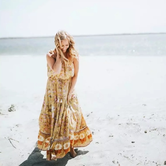 ❤️Bohemian Floral Print Maxi Dress yellow Boho - Picture 2 of 11